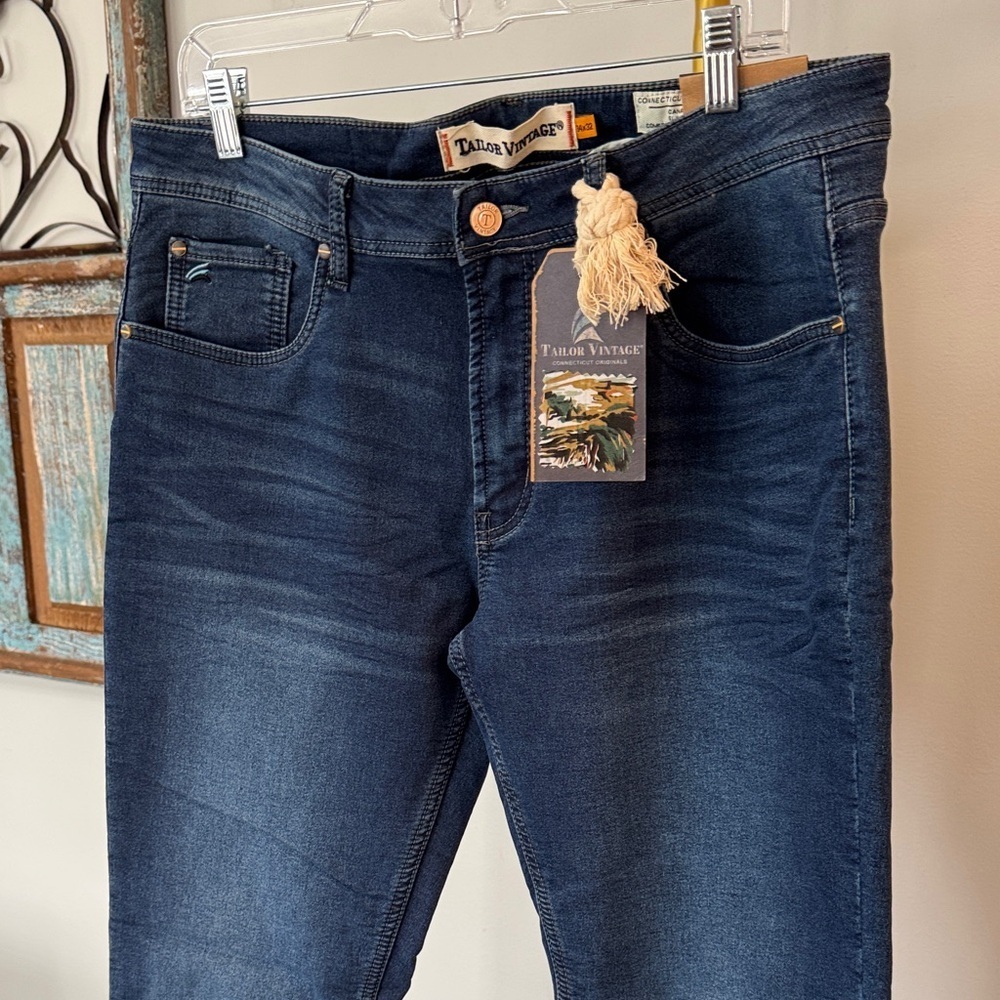 Tailor Vintage Men’s Slim Jeans in Dark Blue Wash NWT 34/32 - Picture 4 of 15